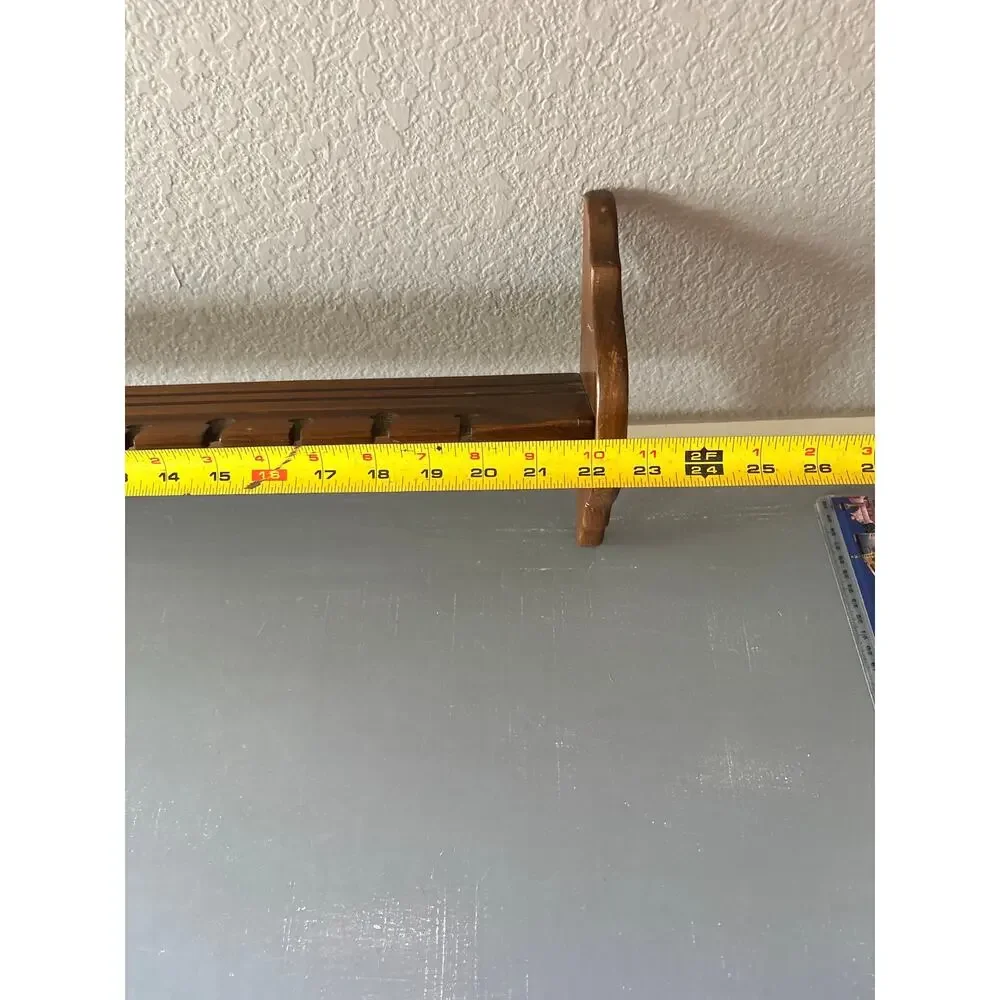Vintage Solid Wood Spoon Display Wall Shelf Rack Teacup Saucer Collector 23”